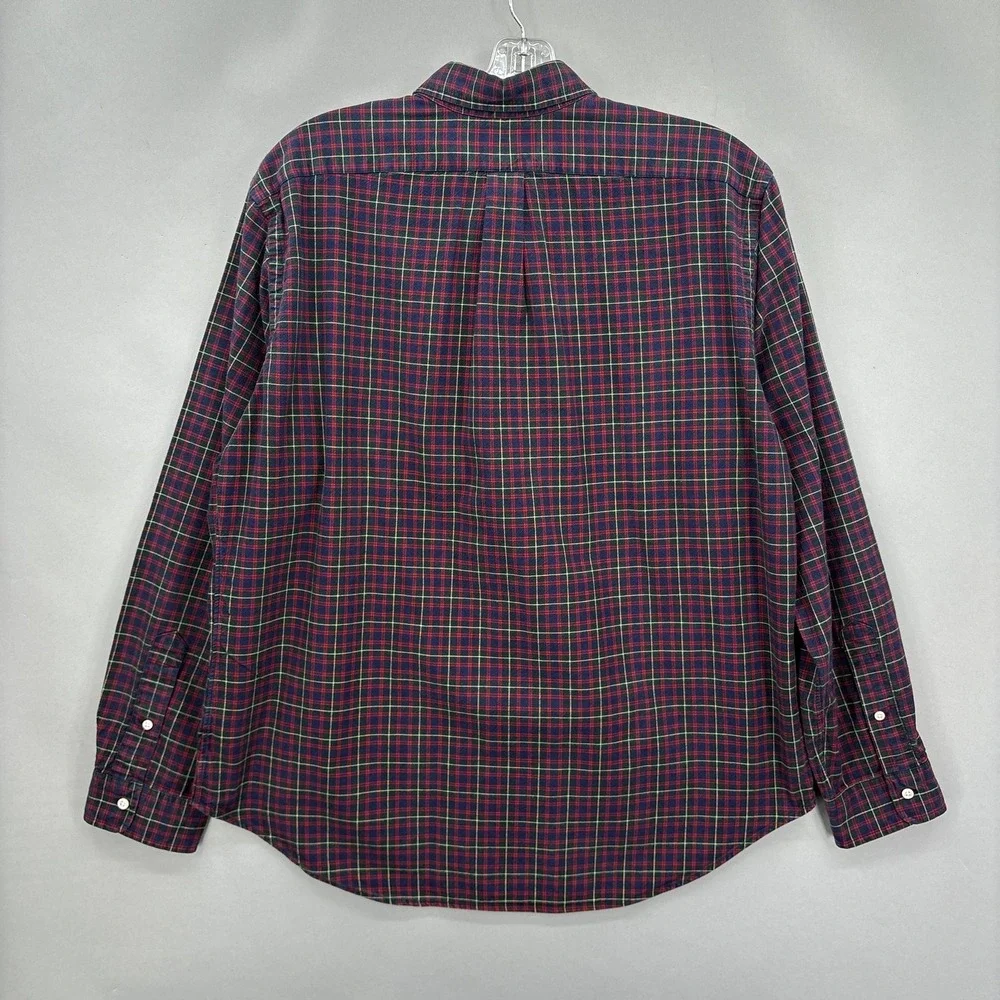 Ralph Lauren Shirt Mens‎ XL Blue Red Plaid Flannel Tartan Button Oxford Vintage